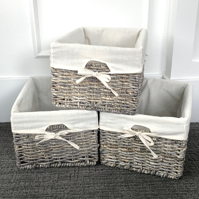 Woven Maize Grey Rectangular Storage Baskets (Set of 3)